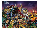 Thor 85 Group: Thor, Hulk, Loki, Thanos, Beta-Ray Bill and Odin Fighting Prints by Andrea Di Vito