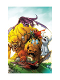 Tails of the Pet Avengers 1 Cover: Lockjaw, Lockheed, Zabu, Redwing, Hairball, Ms. Lion and Throg Kunstdrucke von Humberto Ramos