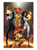 Marvel Divas 1 Cover: Hellcat, Black Cat, Captain Marvel and Firestar Poster by J. Scott Campbell
