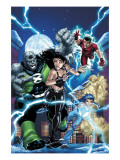 New X-Men 23 Cover: X-23, Surge, Hellion and Rockslide Fighting Poster by Mark Brooks