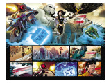The Order 1 Group: Mulholland, Supdernaut, Veda, Calamity, Heavy and Alarune Fighting Print by Kitson Barry