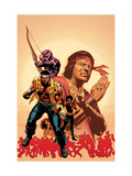 House Of M: Avengers #2 Cover: Cage, Luke, Hawkeye and Shang-Chi Swinging Zdjęcie autor Mike Perkins