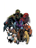 Marvel Pets Handbook Cover: Lockjaw, Lockheed, Devil Dinosaur, Zabu and Old Lace Prints by Karl Kerschl