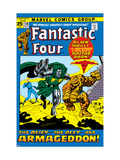 Fantastic Four #116 Cover: Dr. Doom, Thing, Human Torch and Invisible Woman Crouching Posters av John Buscema
