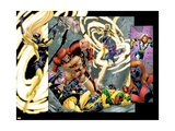 Avengers Thunderbolts 5 Group: Atlas, Moonstone, Hawkeye, Songbird, Thunderbolts and Avengers Poster by Tom Grummett