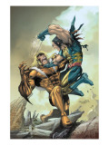 X-Men 164 Cover: Wolverine and Sabretooth Poster by Salvador Larroca