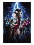 Ms. Marvel 44 Cover: Ms. Marvel, Spider-Man, Iron Patriot, Wolverine, Ares, Hawkeye and Sentry Print by Takeda Sana