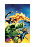Marvel Adventures Fantastic Four 47 Cover: Hulk, Invisible Woman, Mr. Fantastic and Human Torch Print by Jon Buran