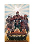 Avengers: The Initiative 26 Cover: Iron Patriot, Task Master and The Hood Fighting Affiches par Matteo De Longis