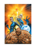 Fantastic Four 553 Cover: Thing, Mr. Fantastic, Invisible Woman and Human Torch Crouching Posters by Michael Turner