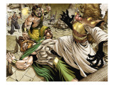 Assault on New Olympus Prologue 1 Group: Hercules, Zeus, Amatsu-Mikaboshi, Ares and Phobos Kunstdruck von Rodney Buchemi