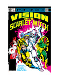 Vision And The Scarlet Witch 2 Cover: Nuklo, Scarlet Witch, Whizzer and Vision Fighting Poster by Rick Leonardi