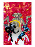 Contest Of Champions II 4 Cover: Black Panther, Captain America and Brood Fighting Prints by Michael Ryan