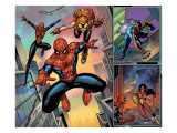 Spider-Man Family 1 Cover: Spider-Girl, Spider-Man, Arana and Spider Woman Fighting Art par Ron Lim