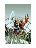 Giant-Size Marvel TPB Cover: Thor, Captain America, Iron Man, Vision and Scarlet Witch Charging Posters av Rich Buckler Giant-Size Marvel TPB Cover: Thor, Captain America, Iron Man, Vision and Scarlet Witch Charging Posters av Rich Buckler