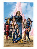 New Exiles 1 Group: Sabretooth, Psylocke and Cat Crouching Print by Tom Grummett
