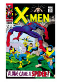X-Men 35 Cover: Spider-Man, Beast, Cyclops, Marvel Girl, Iceman and Angel Jumping Posters