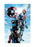 The Ultimates #4 Cover: Captain America and Captain Britain Charging Plakater av Bryan Hitch
