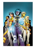 New X-Men 1 Cover: Ashido, Noriko, Wind Dancer, Prodigy and New X-Men Fighting Prints by Green Randy