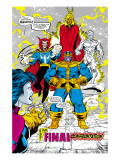 Infinity Gauntlet 5 Group: Thanos, Dr. Strange, Silver Surfer, Adam Warlock and Nebula Crouching Poster by George Perez