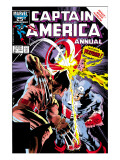 Captain America Annual #8 Cover: Captain America and Wolverine Flying Pôsters por Mike Zeck Captain America Annual #8 Cover: Captain America and Wolverine Flying Pôsters por Mike Zeck