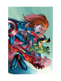 Marvel Adventures Avengers #32 Cover: Spider-Man, Captain America, Wolverine and Hulk Póster por Salvador Espin