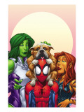 Marvel Adventures Super Heroes 13 Cover: Spider-Man, She-Hulk and Tigra Affiche par Patrick Scherberger
