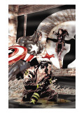 Wolverine Captain America 2 Cover: Wolverine and Captain America Fighting Prints by Tom Derenick