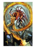 Secret Invasion: Inhumans 2 Cover: Medusa and Crystal Fighting Poster