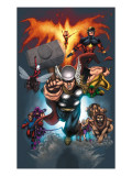 The Official Handbook Of The Marvel Universe: Book of the Dead 2004 Cover: Thor Jumping Print by Salvador Larroca
