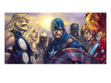 Ultimates 3 #5 Cover: Captain America, Hawkeye, Black Panther, Iron Man, Wasp, Thor and Sif Reprodukcje autor Joe Madureira Ultimates 3 #5 Cover: Captain America, Hawkeye, Black Panther, Iron Man, Wasp, Thor and Sif Reprodukcje autor Joe Madureira
