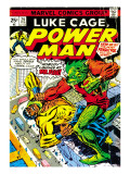 Marvel Comics Retro: Luke Cage, Power Man Comic Book Cover 29, Fighting Mr. Fish Prints