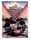 WWII US Navy 'Join the Navy' Mine sweeper Poster Prints
