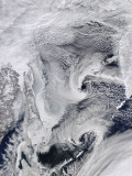 Far Eastern Russia Covered in Snow, Ice, and Clouds Photographic Print