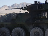 A Light Armored Vehicle Fires its 25Mm Bushmaster Chain Gun Lámina fotográfica A Light Armored Vehicle Fires its 25Mm Bushmaster Chain Gun Lámina fotográfica