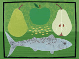 Pear, Apple and Fish Poster by Jessie Ford