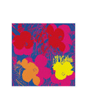 Fleurs, 1970 (rouge, jaune, orange sur bleu) Poster par Andy Warhol