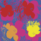 Fleurs, 1970 (rouge, jaune, orange sur bleu) Affiches par Andy Warhol