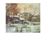 Snow Effect, Sunset Posters by Claude Monet