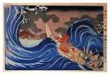 Nichiren Calms a Storm in Kakuda Posters par Kuniyoshi 