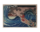Nichiren Calms a Storm in Kakuda Art par Kuniyoshi 