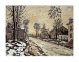 Road at Louveciennes, Melting Snow, Sunset Poster von Claude Monet