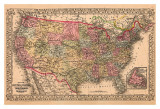 Map of the United States, c.1867 Poster