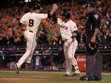 Texas Rangers v San Francisco Giants, Game 1: Pat Burrell, Juan Uribe Fotografisk trykk av Ezra Shaw
