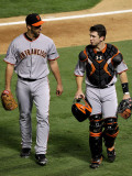 San Francisco Giants v Texas Rangers, Game 4: Madison Bumgarner,Bengie Molina Photographic Print by Ronald Martinez