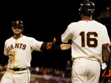 Texas Rangers v San Francisco Giants, Game 2: Cody Ross, Edgar Renteria Photographic Print by Jody Miller