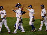San Francisco Giants v Texas Rangers, Game 3: Jeff Francoeur,Josh Hamilton,Ian Kinsler,Elvis Andrus Photographic Print by Doug Pensinger