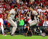 Buster Posey & Brian Wilson Celebrate winning the 2010 NLCS Photo