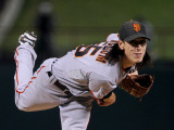 Texas Rangers v. San Francisco Giants, Game 5:  Starting pitcher Tim Lincecum Photographic Print by Doug Pensinger