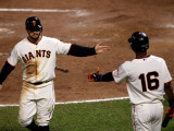 Texas Rangers v San Francisco Giants, Game 2: Cody Ross, Edgar Renteria Photographic Print by Jody Miller